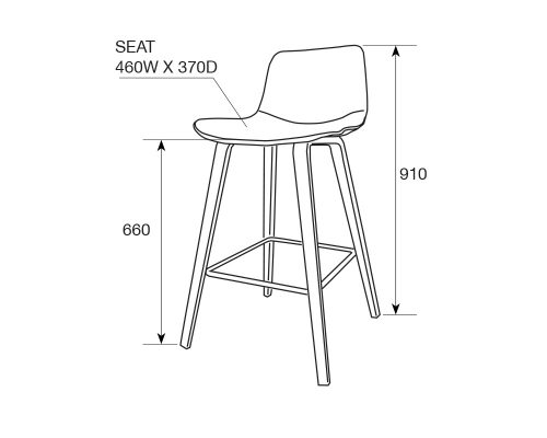 Levy Barstool Measurements 500x400 - Levy Bar Stool - Antique