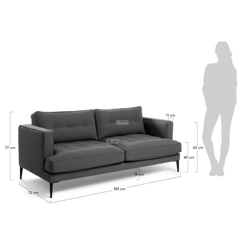 s489ld15 3m 500x500 - Vinny Fabric 3 Seater Sofa - Dark Grey