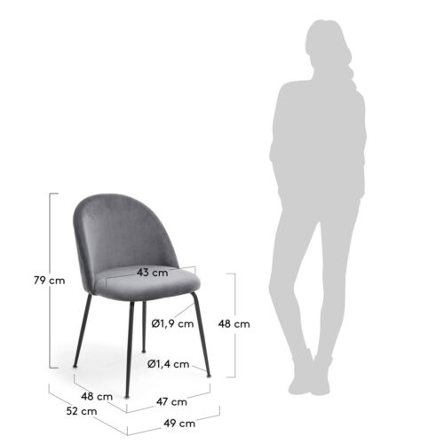CC0854J15 9 500x500 - Mystere Dining Chair - Grey Velvet/Black