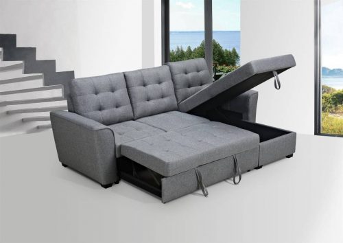 vo auro 01 2 500x354 - Aurore 2 Seater with Sofabed & Reversible Storage Chaise - Grey Fabric