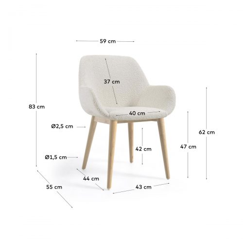 CC5212J33 9 500x500 - Konna Boucle Dining Chair - White/Natural Frame