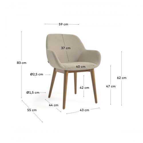 CC5212KY12 9 500x500 - Konna Dining Chair - Beige/Teak Frame