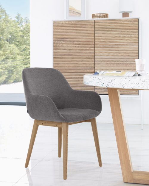 CC5212KY15 10 500x625 - Konna Dining Chair - Dark Grey/Teak Frame