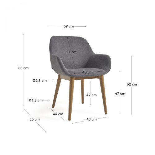 CC5212KY15 9 500x500 - Konna Dining Chair - Dark Grey/Teak Frame