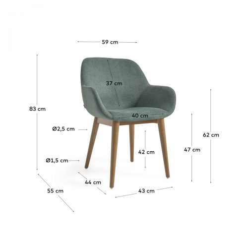 CC5212KY19 9 500x500 - Konna Dining Chair -Green/Teak Frame