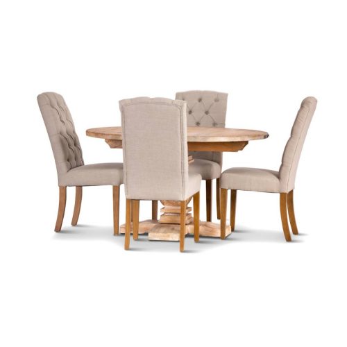 wout 5pc kit 3 500x500 - 5 Piece Utah 1350 Round Dining Table Setting