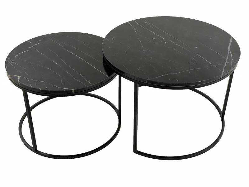 E144603 2 - Enterprise Marble Coffee Table Set- Black on Black