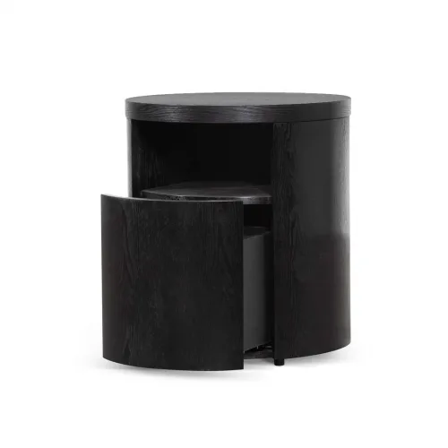 ST6788 BB Round Wooden Bedside Table Black Mountain 4 1100x 500x500 - Wesley Round Bedside Table - Black