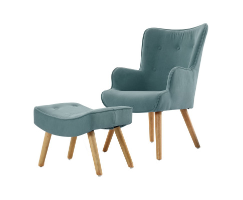 UPHO B ARM05STO BL 00 - Linda Armchair and Ottoman - Blue