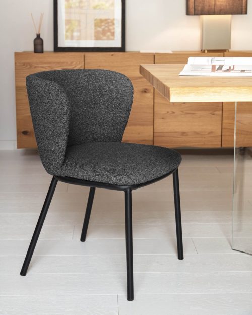 CC3000J01 10 500x625 - Ciselia Boucle Dining Chair - Black