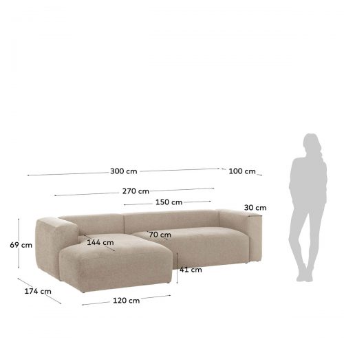 S751GR39 9 500x500 - The Blok 3 Seater LHS Chaise - Beige Fabric