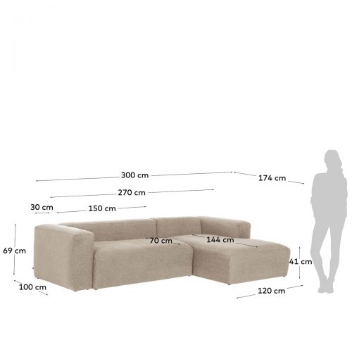 S752GR39 9 500x500 - The Blok 3 Seater RHS Chaise - Beige Fabric