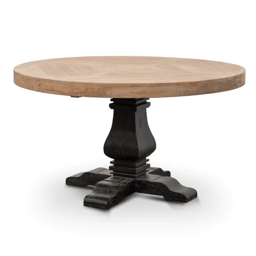 kara natural wooden round dining table black base DT6067 2 1100x 500x500 - Jason Black & Natural Wooden Round 1400 Table