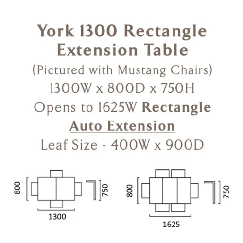 York 1300 extension table schematics 1024x1024 500x500 - York 1300 Rectangle Extension Dining Table - Natural