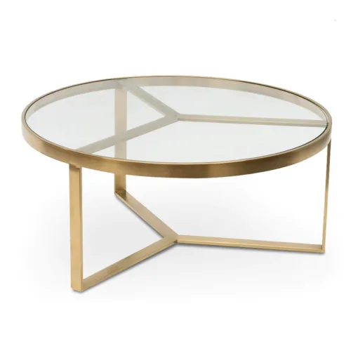 cf2427 bs 3 860x 500x500 - Harlow 90cm Coffee Table - Brushed Gold & Glass