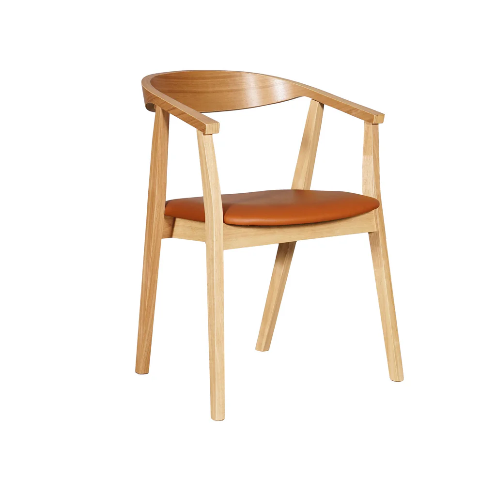 SWEDEN CHAIR - Sweden Dining Chair - Natural Frame Cognac PU