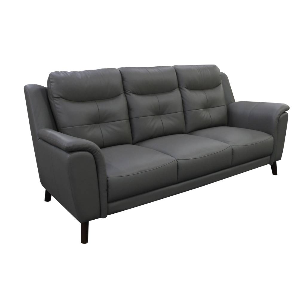 vo geor 06 - Georgia 3 Seater Leather Sofa - Gunmetal