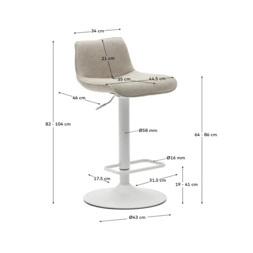 zenda beige4 500x500 - Zenda Stool - Beige/White