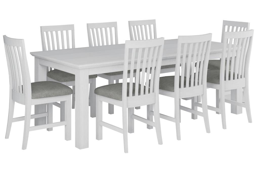 vo coas 9pc kit 1 - Coastal 2200 Dining Set With 8 Chairs - Brushed White