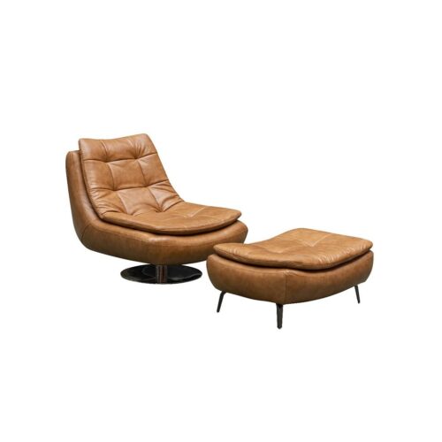 Alfie Swivel Chair Ottoman 500x500 - Alfie Leather Swivel Chair