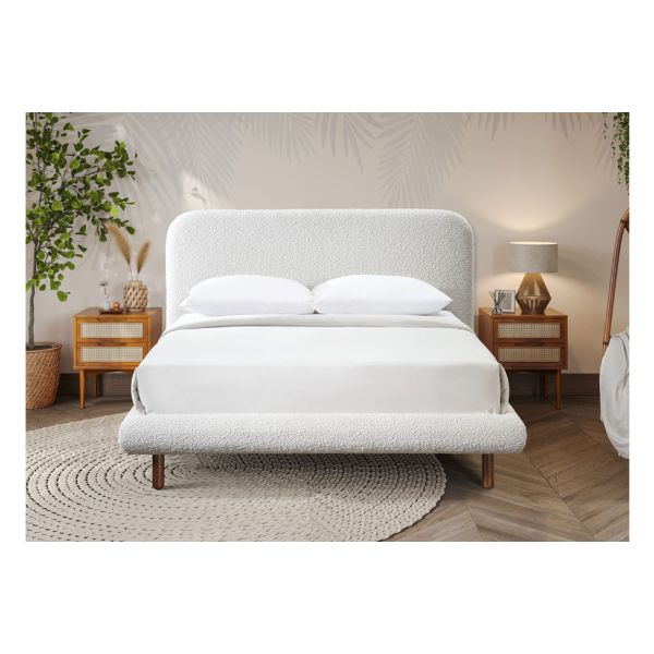 Belle Bed Frame - Bliss Queen Boucle Bed - White