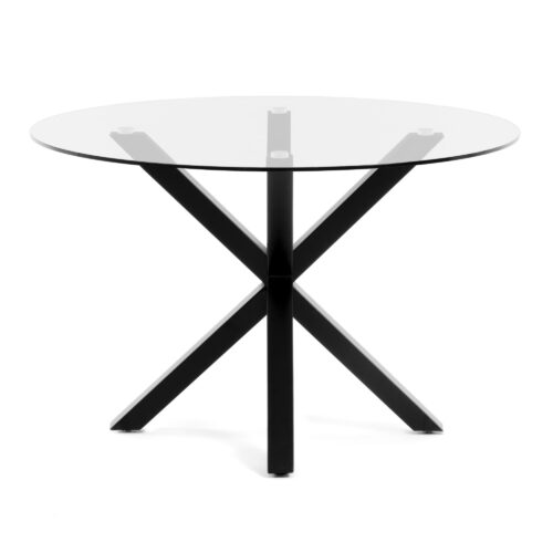 aryablack 500x500 - Ayra 1190 Round Glass Dining Table - Black Frame