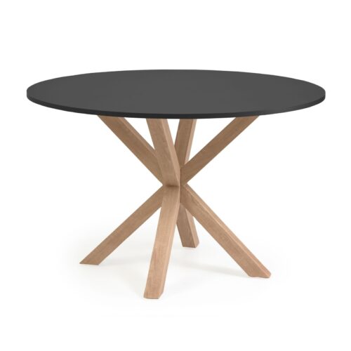 arya natural black 120 500x500 - Arya Round 120 Dining Table - Black Top/Natural Base