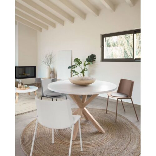 arya white top 4 500x500 - Arya Round 120 Dining Table - White Top/Natural Base