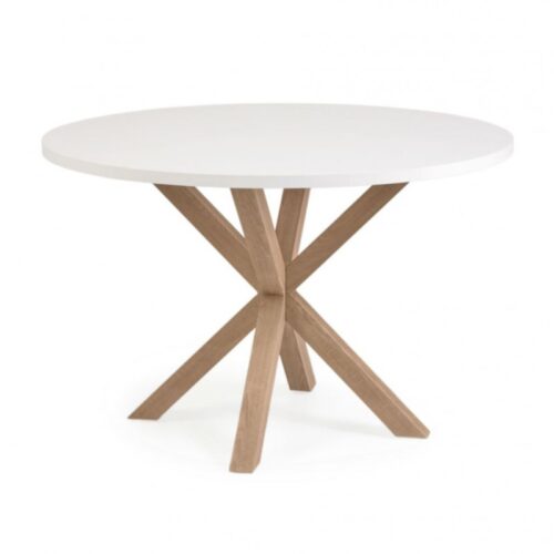 arya white top 500x500 - Arya Round 120 Dining Table - White Top/Natural Base