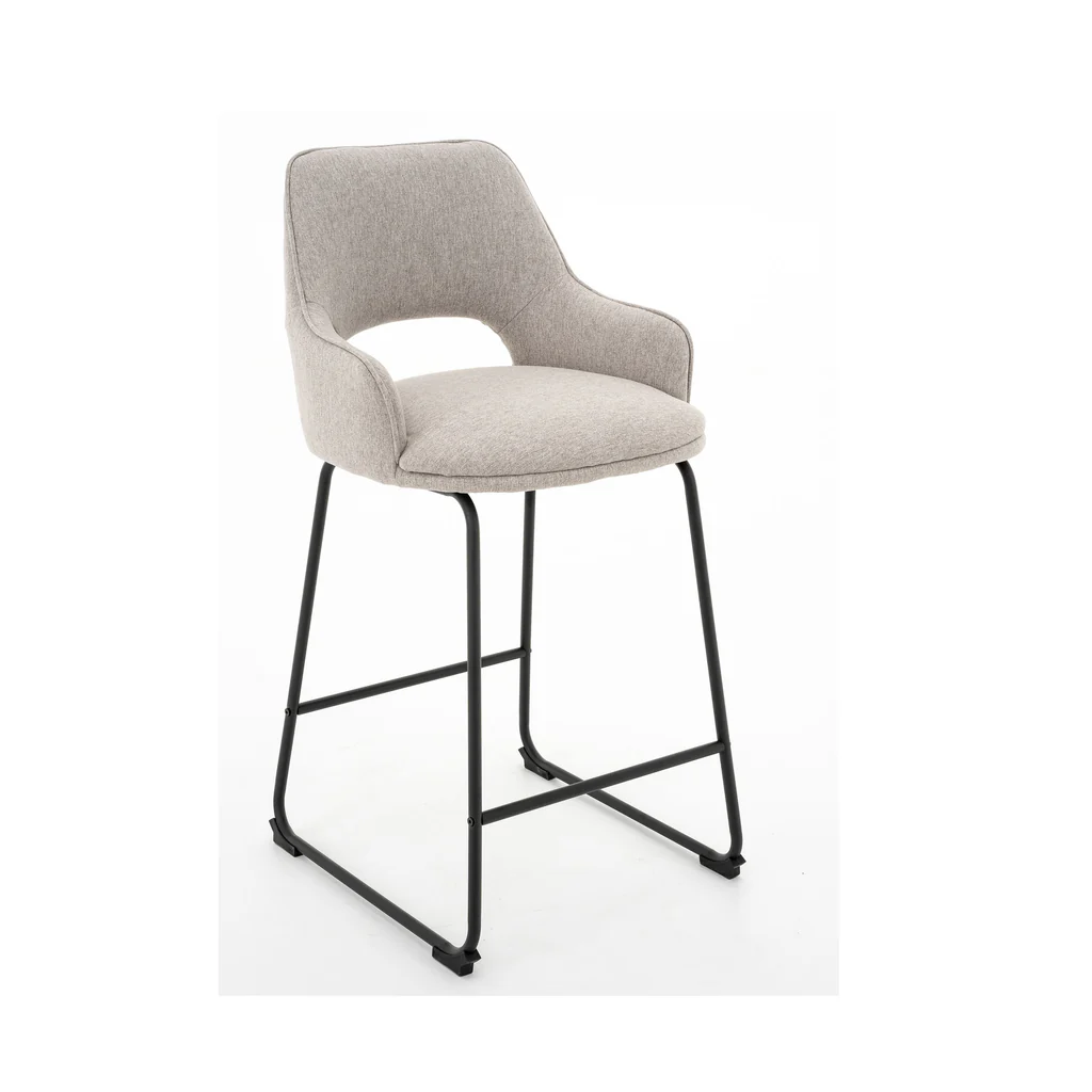 Amy Bar Stool Light Grey Fabric Front 1024x1024 - Amy Bar Stool - Light Grey Fabric