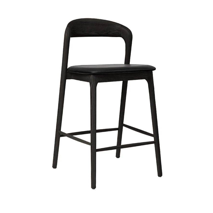 Shannen American Oak Timber Bar Stool Black with Back Modern Scandinavian Design Angle Photo 1024x1024 - Shannen Bar Stool - Black Frame