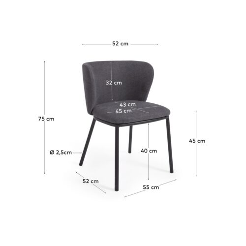 CC3000KY15 9 500x500 - Ciselia Chenille Dining Chair - Dark Grey